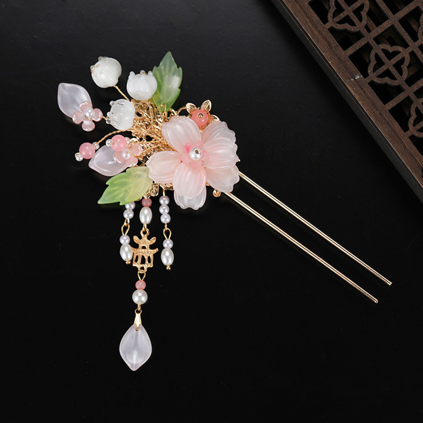 Women Accessories On Sale - Elegant Pink Flower Hairpins Retro Chinese