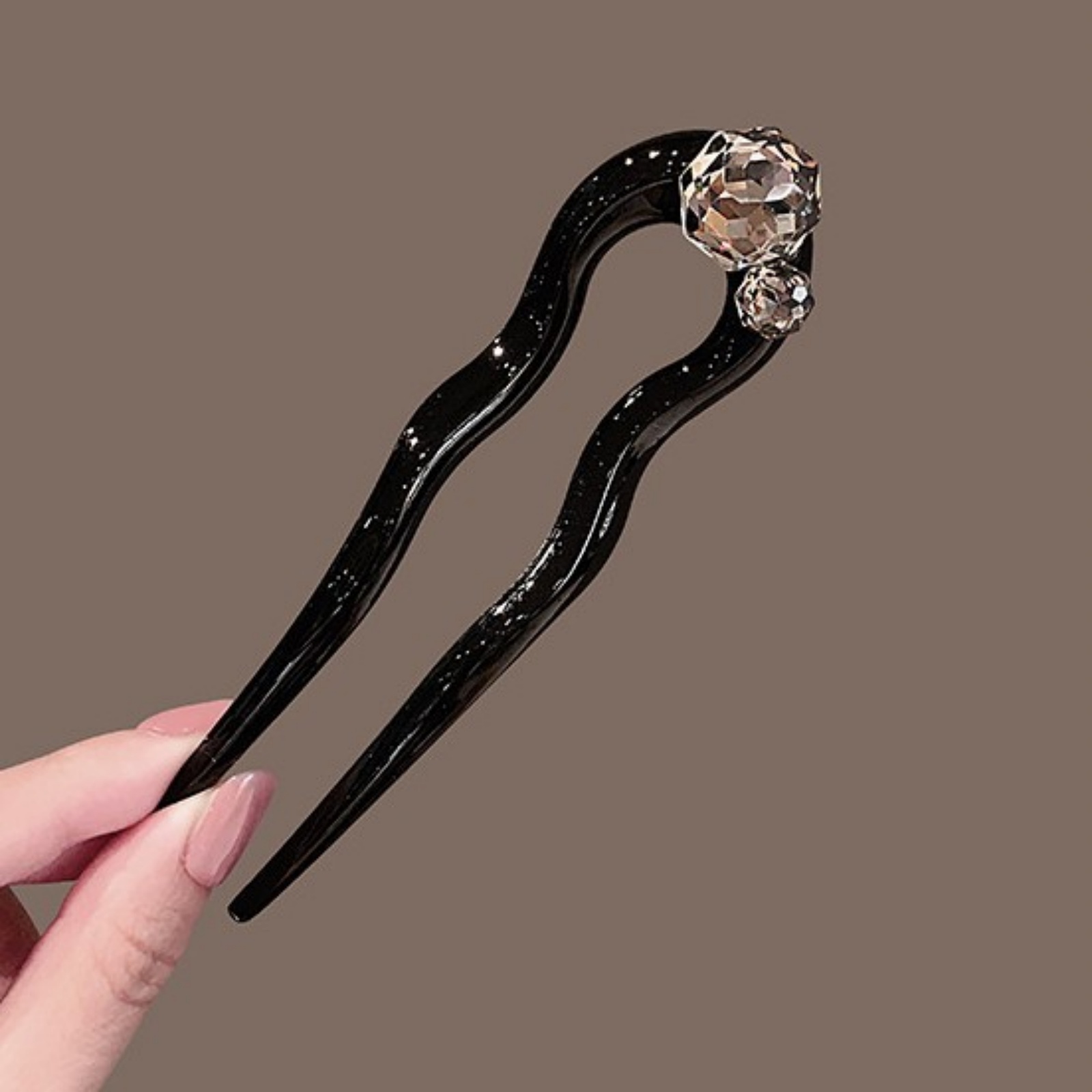 Hair Fork Stick - 1PC Crystal Hair Fork,Black Elegant Hair