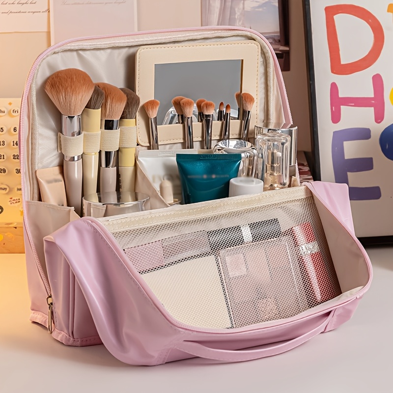 Women Accessories Organizer - Large Capacity Opening Vertical Pu Cosmetic