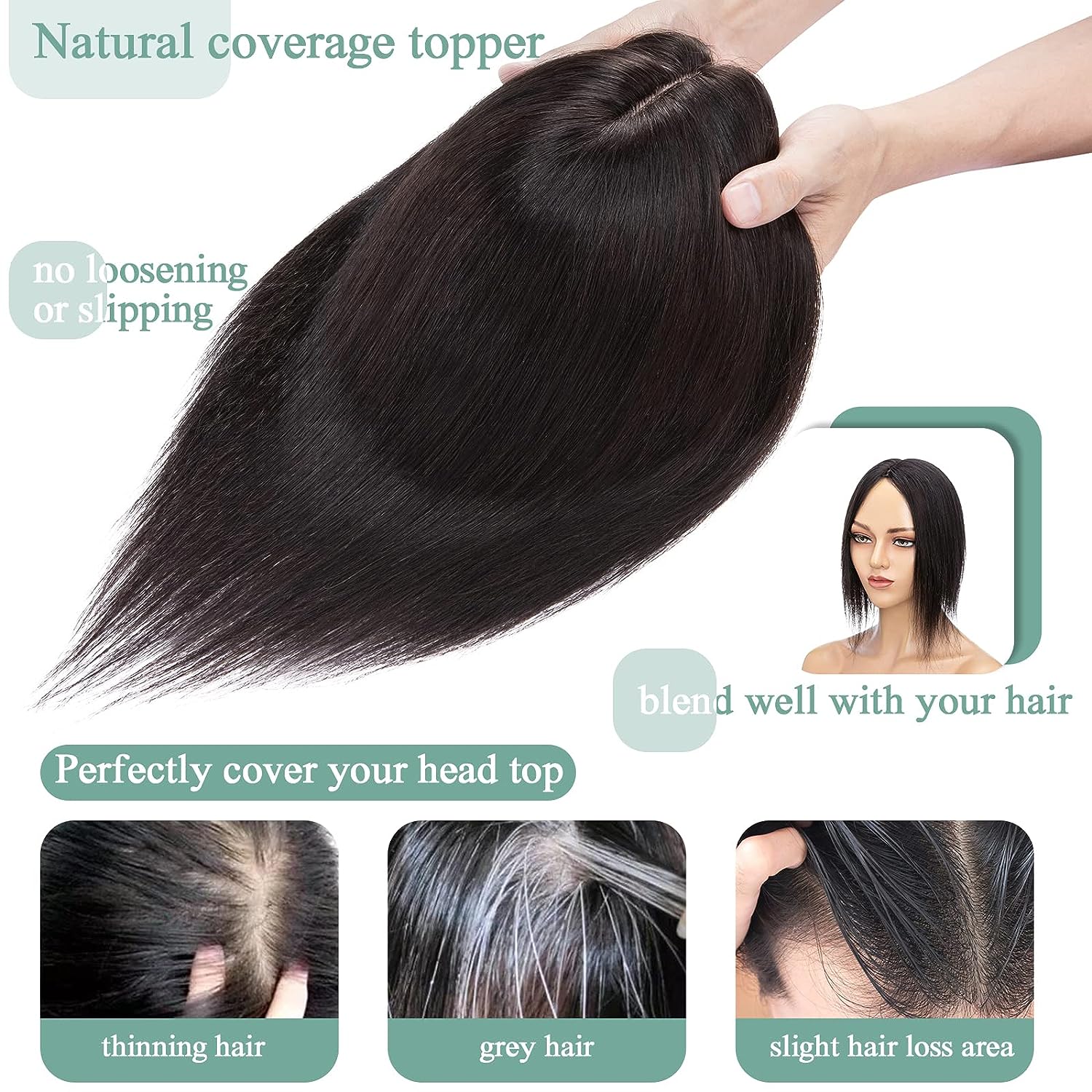 Women Topper Human Hair Straig - огляд і ціна Women Accessories On Sale
