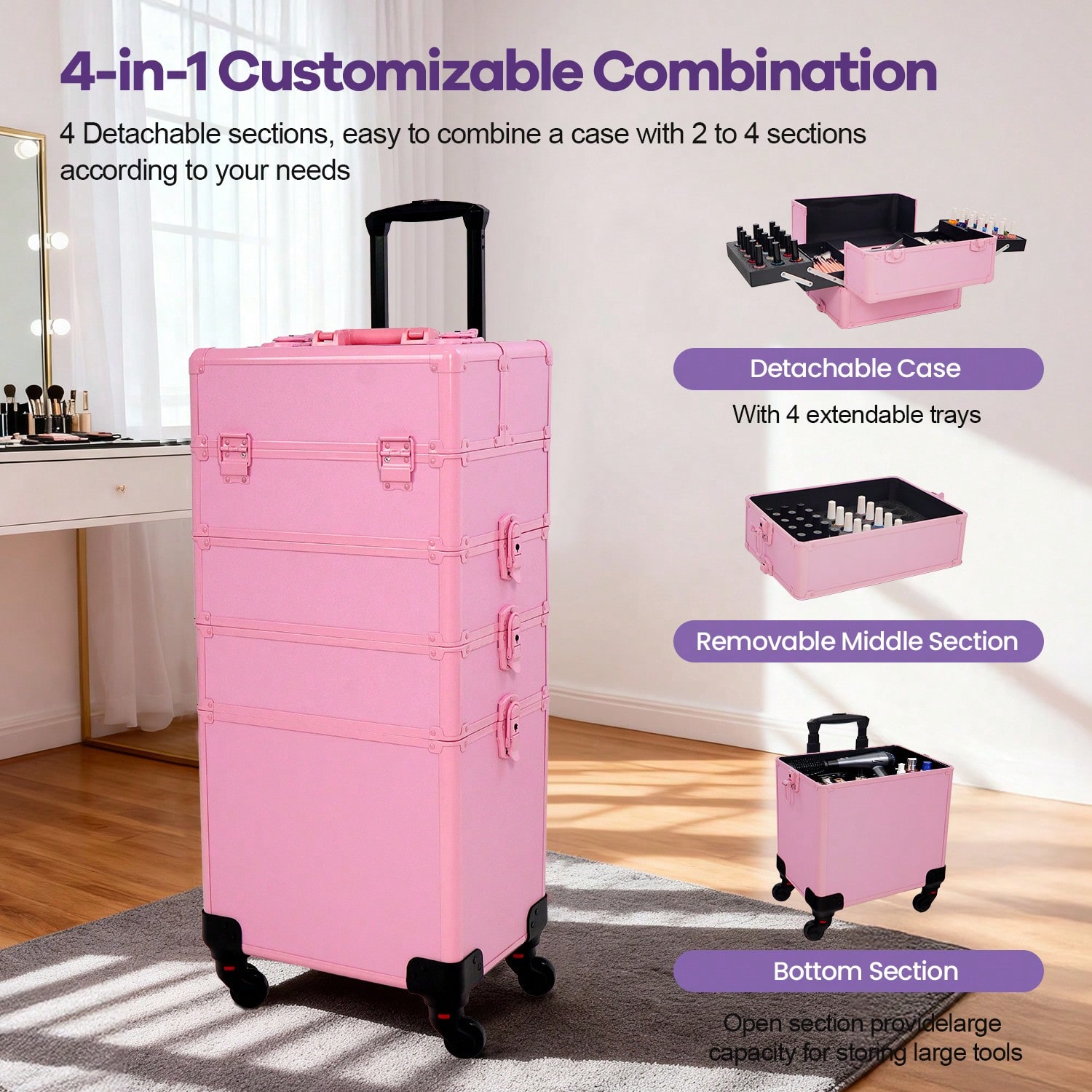 Rolling Makeup Train Case 4 in - огляд і ціна Women Accessories Organizer