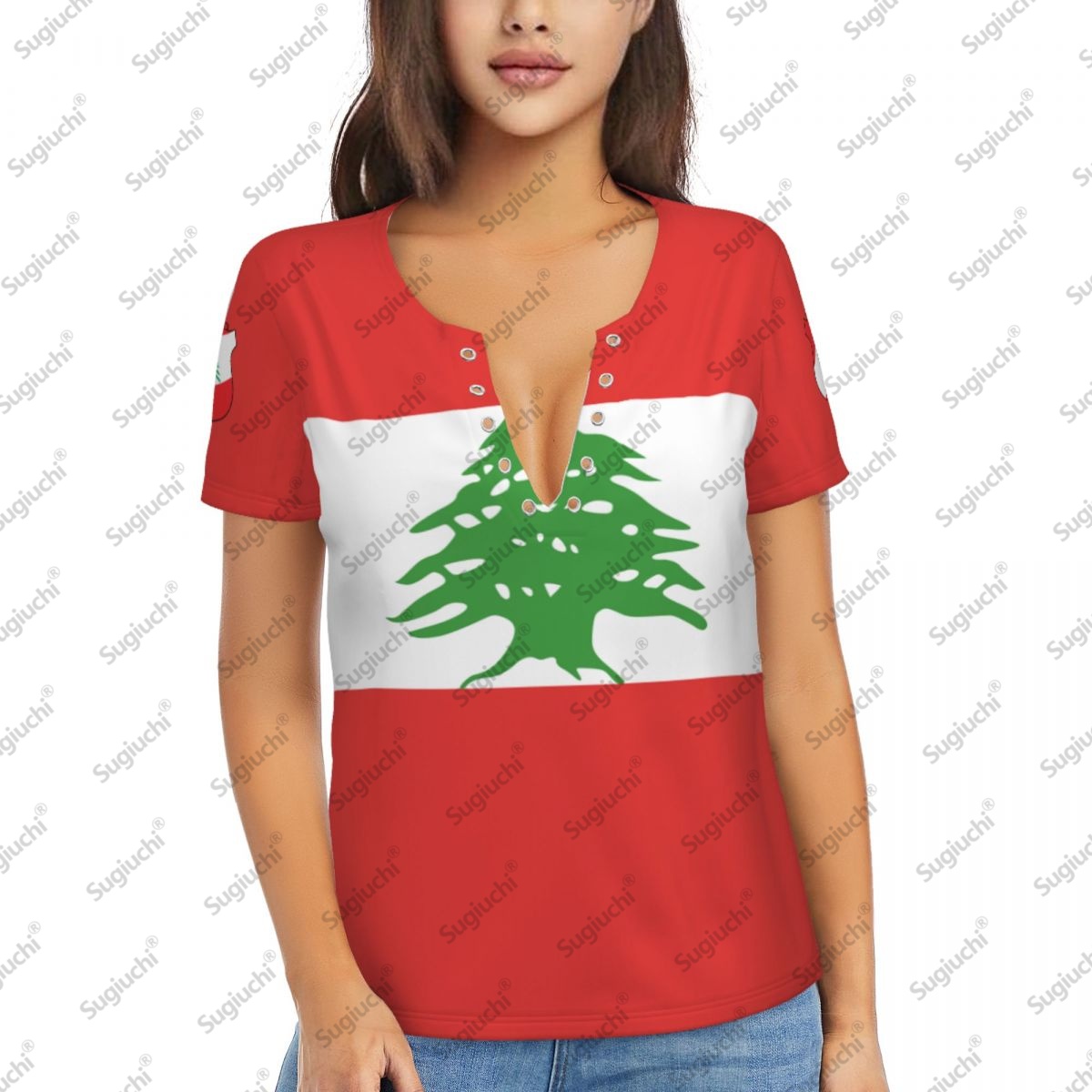 2025 Lebanon Flag Sexy Deep V  - огляд і ціна Women Accessories Lebanon